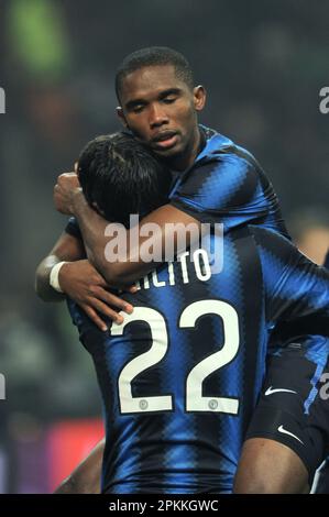 Milan, Italie, 15/01/2011 : Samuel ETO’o pendant le match Inter Bologna Banque D'Images