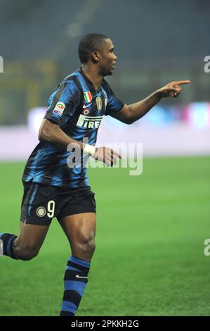 Milan, Italie, 15/01/2011 : Samuel ETO’o pendant le match Inter Bologna Banque D'Images