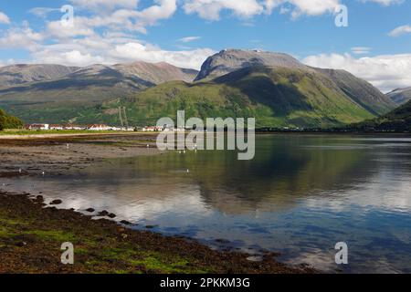 Ben Nevis et fort William de Corpach, Highlands, Écosse, Royaume-Uni, Europe Banque D'Images