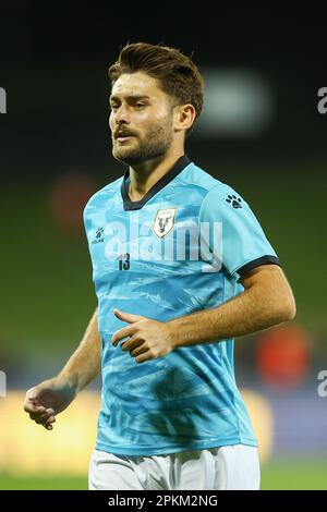 8th avril 2023 ; Campbelltown Stadium, Sydney, Nouvelle-Galles du Sud, Australie : a-League football, MacArthur FC contre Western Sydney Wanderers; Ivan Vujica de MacArthur FC pendant le match pré chaud Banque D'Images