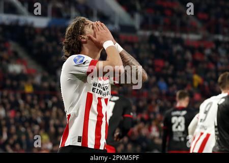 EINDHOVEN - Fabio Silva du PSV Eindhoven lors du match de première ligue néerlandais entre le PSV Eindhoven et l'Excelsior au stade Phillips sur 8 avril 2023 à Eindhoven, pays-Bas. ANP BART STOUTJESDYK Banque D'Images