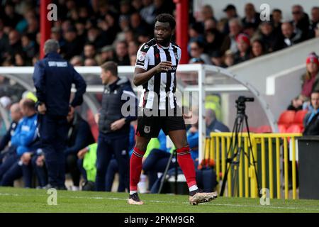 Michee Efete de Grimsby Town lors du match de la Sky Bet League 2 entre Grimsby Town et Hartlepool se sont Unis à Blundell Park, Cleethorpes, le vendredi 7th avril 2023. (Photo : Mark Fletcher | ACTUALITÉS MI) Credit: MI News & Sport /Alamy Live News Banque D'Images