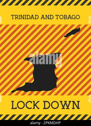 Panneau de verrouillage de Trinité-et-Tobago. Icône jaune de danger de pandémie de pays. Illustration vectorielle. Illustration de Vecteur