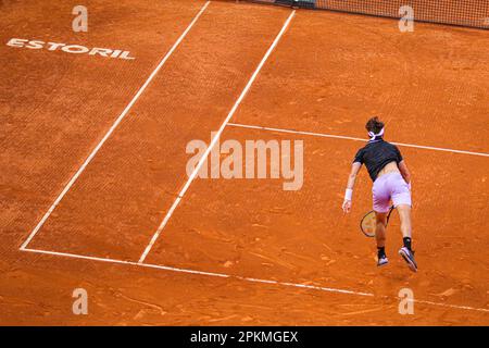 Estoril, Portugal. 08th avril 2023. Casper Ruud de Norvège joue contre Quentin Halys de France lors de la ronde 4th du tournoi Millennium Estoril Open au CTE-Clube de Ténis do Estoril. (Note finale: 2-0) (photo de Miguel Reis/SOPA Images/Sipa USA) crédit: SIPA USA/Alay Live News Banque D'Images