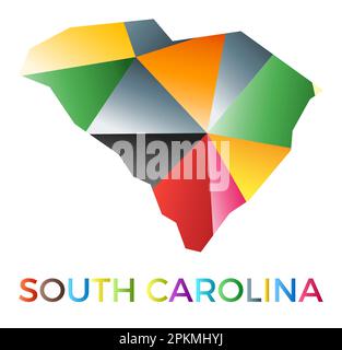 Forme colorée brillante de Caroline du Sud. Logo d'état américain de style géométrique multicolore. Design moderne et tendance. Illustration vectorielle créative. Illustration de Vecteur