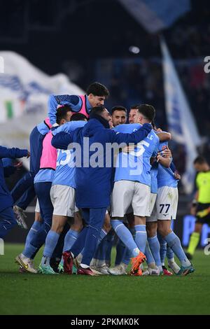 Rome, Italie. 08th avril 2023. Les joueurs de SS Lazio célèbrent la série Un match entre SS Lazio et Juventus FC au Stadio Olimpico, Rome, Italie sur 08 avril 2023. Credit: Nicola Ianuale/Alamy Live News Banque D'Images