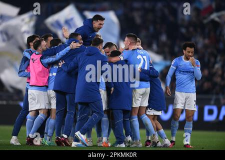 Rome, Italie. 08th avril 2023. Les joueurs de SS Lazio célèbrent la série Un match entre SS Lazio et Juventus FC au Stadio Olimpico, Rome, Italie sur 08 avril 2023. Credit: Nicola Ianuale/Alamy Live News Banque D'Images