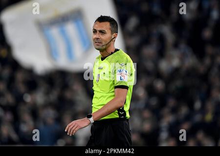 Rome, Italie. 08th avril 2023. Arbitre Marco Di Bello pendant la série Un match de football entre le SS Lazio et le Juventus FC au stade Olimpico à Rome (Italie), 8 avril 2023. Credit: Insidefoto di andrea staccioli/Alamy Live News Banque D'Images