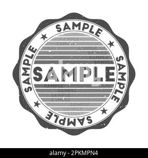 Exemple de badge. Timbre rond de mot grunge avec texture dans le thème de couleur de caractère ombragé. Joint d'échantillon géométrique de style vintage avec rayures dégradées. Moderne v Illustration de Vecteur