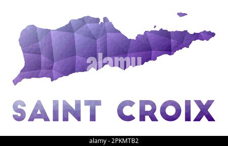 Carte de Sainte Croix. Illustration poly basse de l'îlot. Motif géométrique violet. Illustration de vecteur polygonal. Illustration de Vecteur