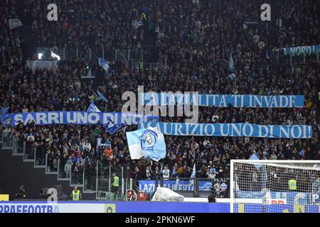 Rome, Latium. 08th avril 2023. Lazio fans pendant le football série A match Lazio / Juventus, Rome, Italie, 08 avril 2023 Fotografo01 crédit: Agence de photo indépendante/Alamy Live News Banque D'Images