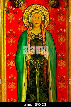 St. Withburga de Dereham, Abbesse de Dereham, peinture sur bois, Langham, Norfolk, Angleterre, Royaume-Uni Banque D'Images