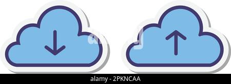 cloud stockage sauvegarde informatique télécharger et télécharger blue cloud icône bouton conception vectorielle Illustration de Vecteur