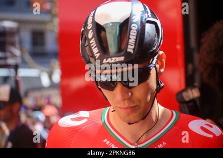 Eibar, Euskadi, Espagne. 8th avril 2023. Eibar, Espagne, 08 avril 2023: Le cavalier Jumbo-Visma, Attila Valter pendant la 6th étape du pays basque Itzulia 2023 avec ligne de départ et d'arrivée à Eibar, sur 08 avril 2023, à Eibar, Espagne. (Credit image: © Alberto Brevers/Pacific Press via ZUMA Press Wire) USAGE ÉDITORIAL SEULEMENT! Non destiné À un usage commercial ! Banque D'Images