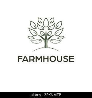 Logo vecteur de ferme. Logotype vecteur nature. Modèle de logo plat d'arbre. Illustration de Vecteur