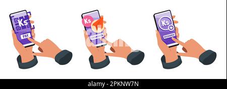 Banque mobile avec l'illustration Kyat birman Illustration de Vecteur