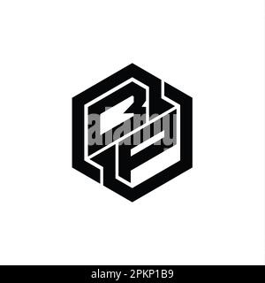 Logo BP monogramme de jeu avec modèle de conception de forme géométrique hexagonale Banque D'Images