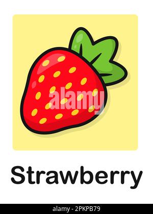 Carte avec l'image des fraises mûres rouges et des lettres. Illustration vectorielle. Illustration de Vecteur