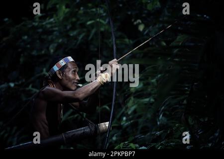 Vie de la tribu de Mentawai, Sumatra Ouest, Indonésie Banque D'Images