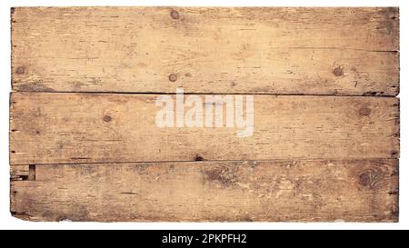 texture de table rustique en bois, vieux panneaux isolés sur blanc Banque D'Images