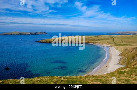 La vue depuis le point de vue de Rerwick Beach, Shetland Islands, Écosse Banque D'Images