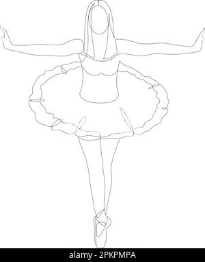 Un dessin d'une seule ligne de jeune danseur de ballet. Dessin au trait continu Ballerina. Illustration vectorielle Illustration de Vecteur