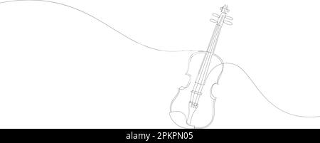 Dessin de ligne continue pour violon. Design minimaliste à une ligne Illustration de Vecteur
