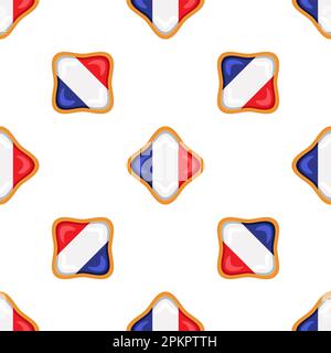 Biscuit à motif avec drapeau de la France en savoureux biscuit, biscuit à motif composé de drapeau de la France sur biscuit naturel, biscuit frais avec Illustration de Vecteur