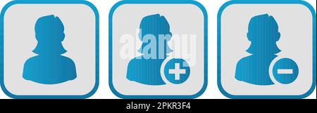 profil bleu femmes icon set motif vectoriel Illustration de Vecteur