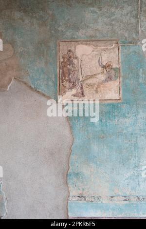 Une fresque survit dans les ruines romaines de Pompéi, près de Naples et du mont. Vésuve, Italie. Banque D'Images