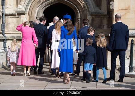 Windsor, Berkshire, Royaume-Uni. 9th avril 2023. Des membres de la famille royale assisteront ce matin au service du matin de Pâques à la chapelle Saint-Georges, au château de Windsor. Crédit : Maureen McLean/Alay Live News Banque D'Images