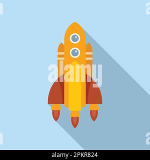 Projeter le vecteur plat de l'icône de fusée. Lancement spatial. Fumée du ciel Illustration de Vecteur