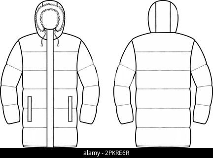 Manteau en duvet matelassé hiver pour homme. Illustration de Vecteur