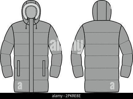 Manteau en duvet matelassé hiver pour homme. Illustration de Vecteur