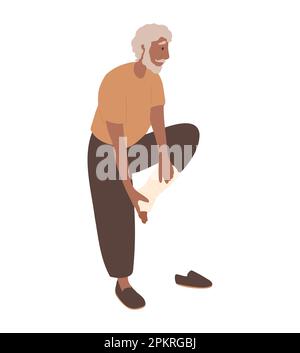 Pied laqué Old Black Man, jambe cassée en fonte Illustration de Vecteur