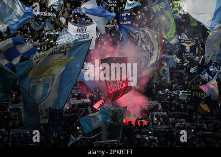 Rome, Italie. 08th avril 2023. Supporters of Lazio pendant le championnat italien série Un match de football entre SS Lazio et Juventus FC sur 8 avril 2023 au Stadio Olimpico à Rome, Italie - photo Federico Proietti/DPPI crédit: DPPI Media/Alamy Live News Banque D'Images