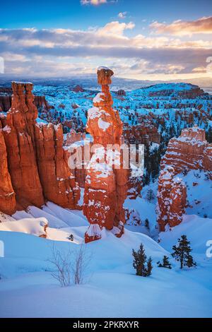 Vue d'hiver sur Thor's Hammer au parc national de Bryce Canyon dans l'Utah Banque D'Images