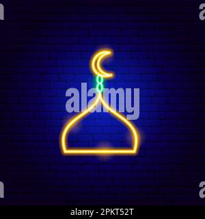 Panneau Neon islamique du dôme de la mosquée Illustration de Vecteur