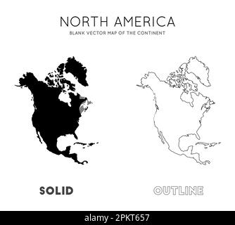 Carte de l'Amérique du Nord. Carte vectorielle vierge du continent. Frontières de l'Amérique du Nord pour votre infographie. Illustration vectorielle. Illustration de Vecteur