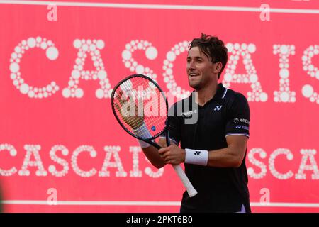 Estoril, Portugal. 08th avril 2023. Casper Ruud de Norvège célèbre après avoir remporté le dernier match lors du tournoi de tennis ATP 250 de l'Open d'Estoril au Clube de Ténis do Estoril sur 9 avril 2023 à Estoril, Portugal. (Valter Gouveia/SPP) crédit: SPP Sport presse photo. /Alamy Live News Banque D'Images