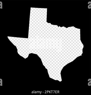 Carte stencil du Texas. Carte transparente simple et minimale du Texas. Rectangle noir avec forme de coupe de l'état US. Illustration vectorielle incroyable. Illustration de Vecteur