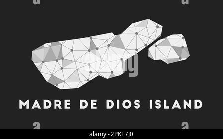 Île Madre de Dios - carte du réseau de communication. Madre de Dios Island design géométrique tendance sur fond sombre. Technologie, Internet, réseau, télé Illustration de Vecteur