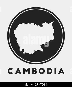 Icône Cambodge. Logo rond avec carte du pays et titre. Badge Cambodge élégant avec carte. Illustration vectorielle. Illustration de Vecteur