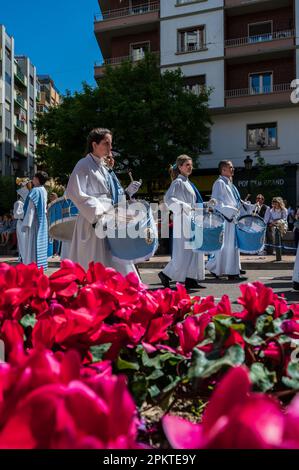 Rencontre glorieuse (Encuentro Glorioso) procession pendant le dimanche de Pâques dans les rues de Saragosse, Aragon, Espagne Banque D'Images