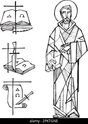 Illustration vectorielle ou dessin de Saint Bartholomew dessiné à la main Illustration de Vecteur