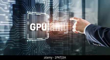 Appuyez sur l'inscription GPU Graphic Processor Hardware Tech. Banque D'Images