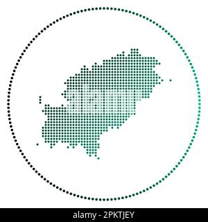 Badge numérique Ibiza. Carte en pointillés d'Ibiza en cercle. Icône technologique de l'île avec points en dégradé. Illustration vectorielle moderne. Illustration de Vecteur