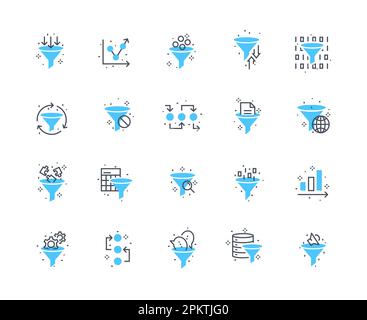 Jeu d'icônes de couleur de tri et de filtrage Illustration de Vecteur