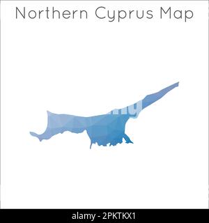 Carte de basse Poly de Chypre du Nord. Carte géométrique polygonale de style mosaïque du nord de Chypre. Illustration de Vecteur