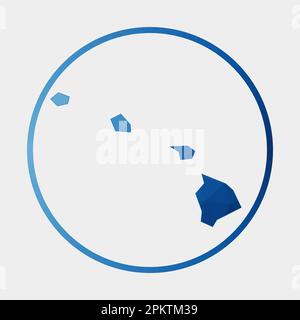 Icône Hawaï. Carte polygonale de l'état US dans l'anneau de dégradé. Panneau rond bas en polyéthylène Hawaii. Illustration vectorielle. Illustration de Vecteur